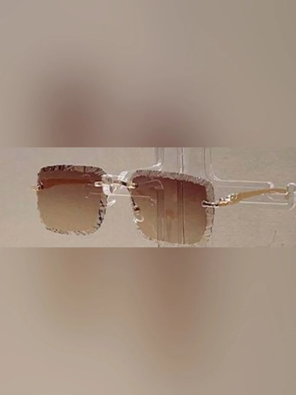 Crystal-Trim Brown Gradient Women's Cartier style sunglasses
